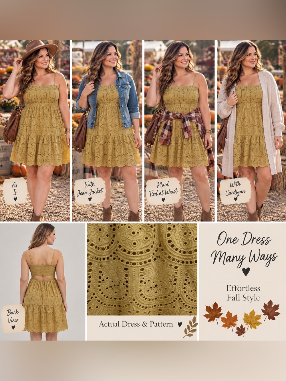 NWT Adelyn Rae Mustard Yellow Cotton Eyelet Mini Cami Dress Open Back XL - Picture 2 of 10